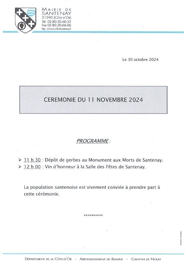 Affiche invitation à la cérémonie du 11 novembre